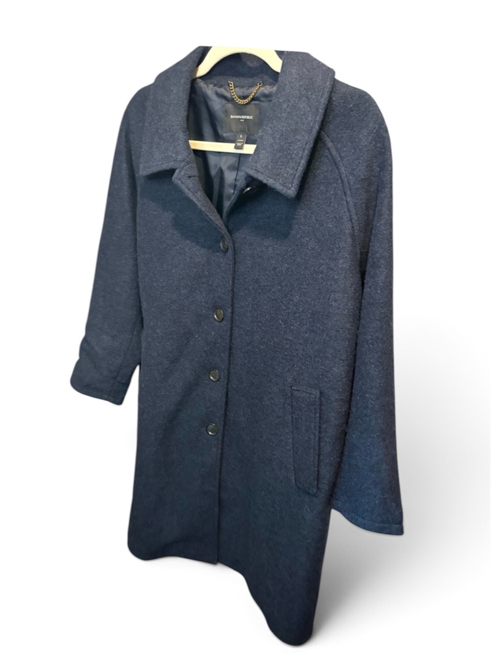 Banana Republic Navy Wool-Blend Button Front Pea Coat